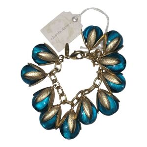 Lenora Dame Teal Blue Glass Dangle Bead Bracelet